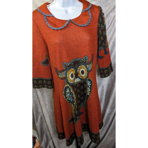 Just Funky Rustic Cottagecore Owl Dress - Picture 7 of 12